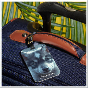 Etiqueta De Bagagem Bebê Lobo Adorável ao Luar