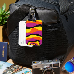 Etiqueta De Bagagem Bei e Fluxo 4 - Preto, Rosa, Laranja e Amarelo