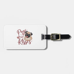 Etiqueta De Bagagem beijo de cão .Pugs & Kisses Watercolor Tee