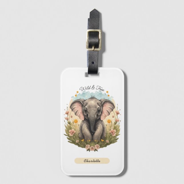 Etiqueta De Bagagem Beijo-Elefante Cachorro Febre (Frente Vertical)