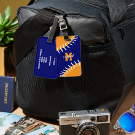 Etiqueta De Bagagem beisebol do softball em laranja azul ou QUALQUER c