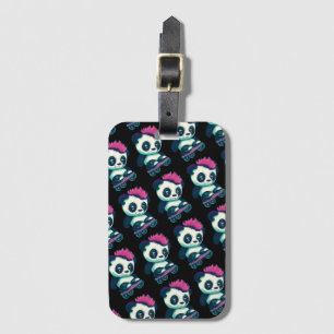 Etiqueta De Bagagem Bela Panda Bela com Mohawk   Skater Panda