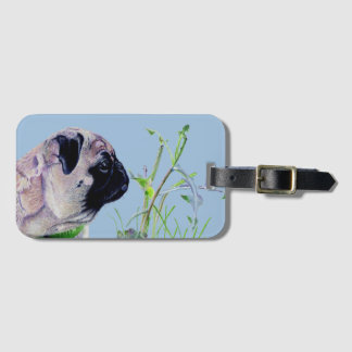Etiqueta De Bagagem Bela Pintura de um Pug