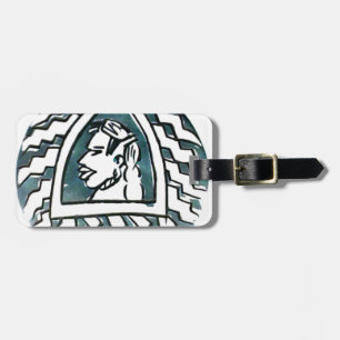 Etiqueta De Bagagem Beleza Africana Bongo Maasai Retrato Arte Tribal