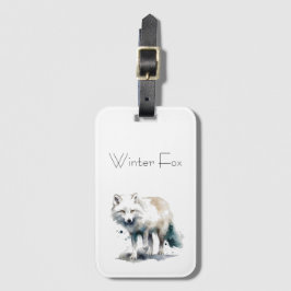Etiqueta De Bagagem Beleza Árctica: Costume da Fox de inverno