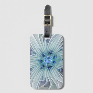 Etiqueta De Bagagem Beleza Floral Abstrato Moderno Flor Azul Pastel