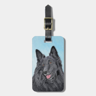 Etiqueta De Bagagem Belgian Sheepdog Painting - Cute Original Dog Art