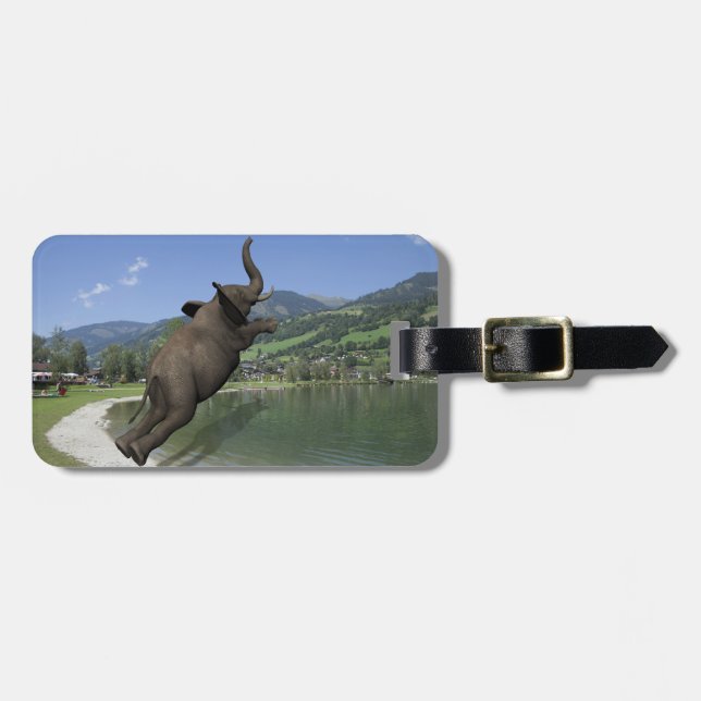 Etiqueta De Bagagem Belly Flop Elephant (Frente Horizontal)