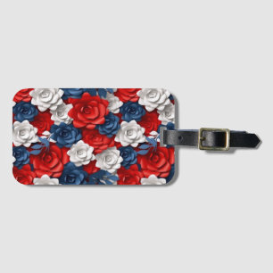 Etiqueta De Bagagem Belo Red White Blue Flower Garden Floral EUA