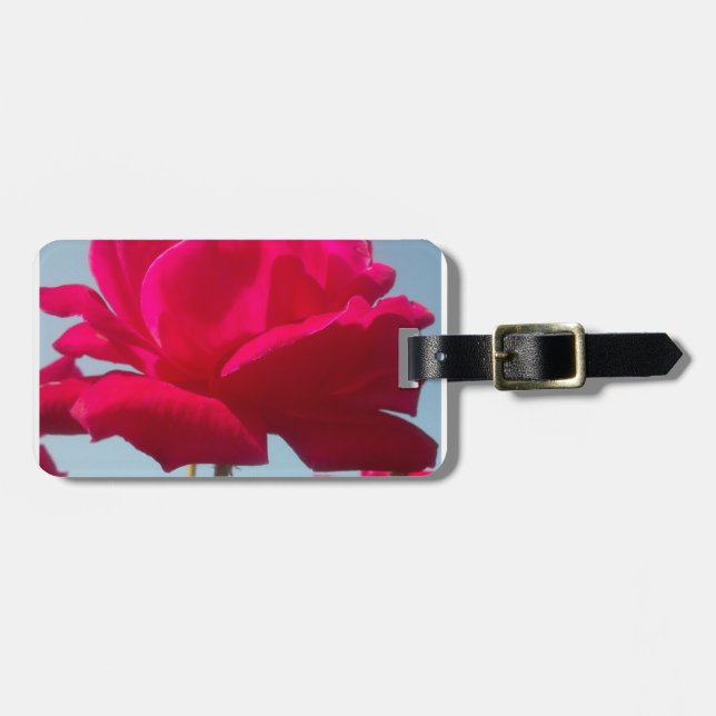 Etiqueta De Bagagem Belo Rosa Celestial Vermelho Belo Contra Azul (Frente Horizontal)