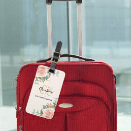 Etiqueta De Bagagem Belo rosa floral monograma elegante