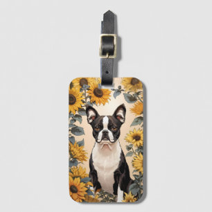 Etiqueta De Bagagem Belo Sol Amarelo de Boston Terrier
