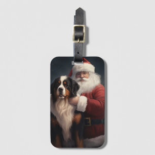 Etiqueta De Bagagem Bernese Mountain Dog Papai Noel Natal Festivo