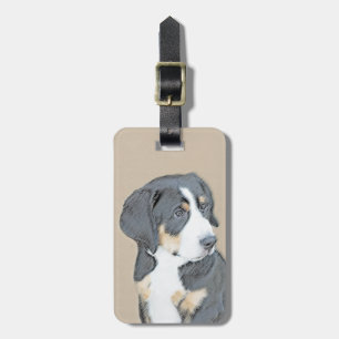 Etiqueta De Bagagem Bernese Mountain Dog Puppy Painting - Arte Origina