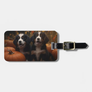 Etiqueta De Bagagem Bernese Mountain Puppy Autumn Delight Pumpkin