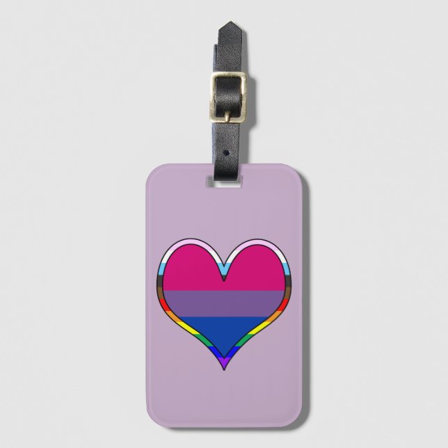 Etiqueta De Bagagem Bi Pride Heart (Frente Vertical)