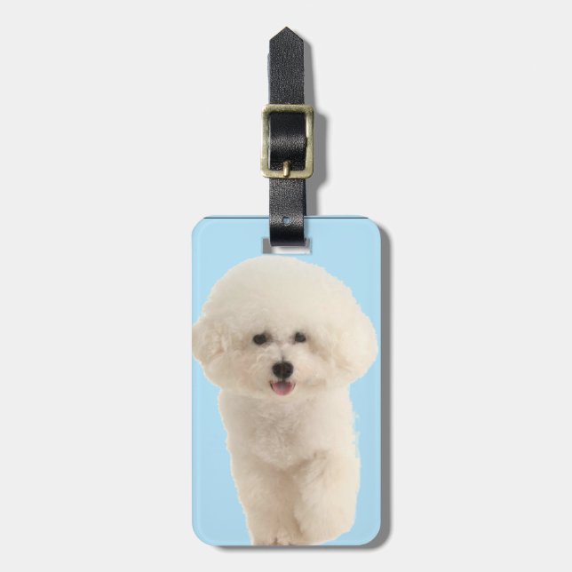 Etiqueta De Bagagem Bichon Frise (Frente Vertical)