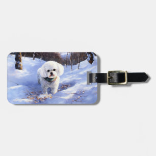 Etiqueta De Bagagem Bichon Frise Deixe-A Neve Natal
