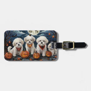 Etiqueta De Bagagem Bichon Frise Halloween Spooky