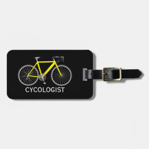Etiqueta De Bagagem Bicicleta Amarela Sobre Preto