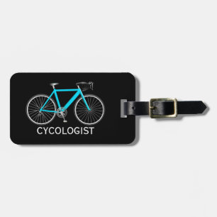 Etiqueta De Bagagem Bicicleta Azul Água Sobre Preto