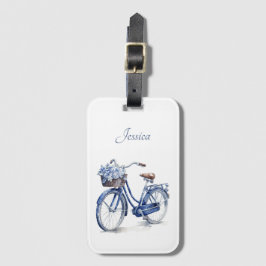Etiqueta De Bagagem Bicicleta no Azul Delft personalizável