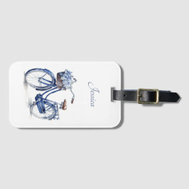 Etiqueta De Bagagem Bicicleta no Azul Delft personalizável