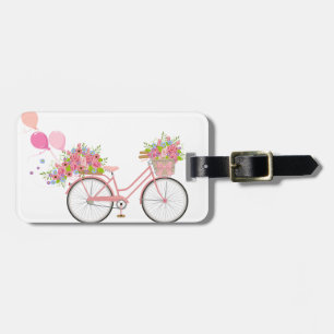 Etiqueta De Bagagem Bicicleta Rosa Whimsical