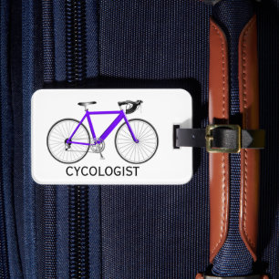 Etiqueta De Bagagem Bicicleta Roxa Sobre Branco