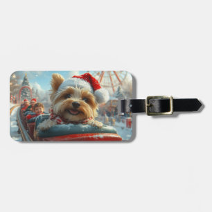 Etiqueta De Bagagem Biewer Terrier Cão Montanha-russa Natal 