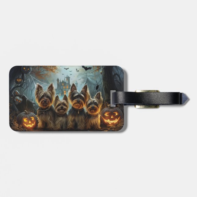 Etiqueta De Bagagem Biewer Terrier Halloween Night Doggy Delight (Traseira Horizontal)