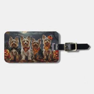 Etiqueta De Bagagem Biewer Terrier Halloween Spooky