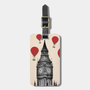 Etiqueta De Bagagem Big Ben e Red Hot Air Balloons 2