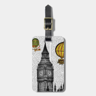 Etiqueta De Bagagem Big Ben e Vintage Hot Air Balloons