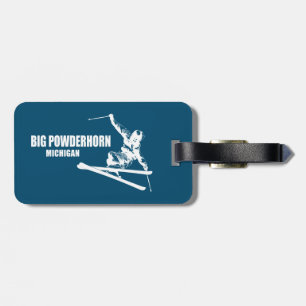 Etiqueta De Bagagem Big Powderhorn Mountain Michigan Skier