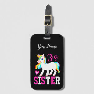 Etiqueta De Bagagem Big Sister Magical Unicorn com Rainbow Mane & Tail