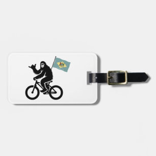 Etiqueta De Bagagem Bigfoot Ciclista Bandeira de Delaware