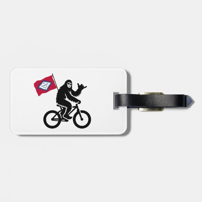 Etiqueta De Bagagem Bigfoot Cycling Arkansas Flag (Traseira Horizontal)