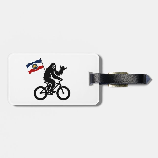 Etiqueta De Bagagem Bigfoot Cycling Utah Flag (Traseira Horizontal)