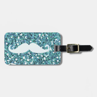 ETIQUETA DE BAGAGEM BIGODE BRANCO AZUL FEMININO BRILHO IMPRESSO