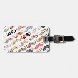 Etiqueta De Bagagem Bigodes coloridos femininos engraçados dos padrões