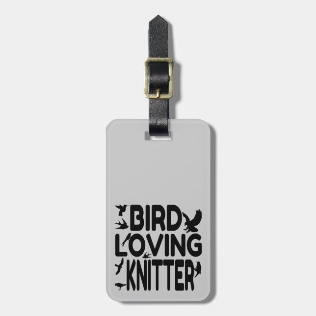 Etiqueta De Bagagem Bird Loving Knitter (Frente Vertical)