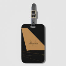 Black and Gold Airplane Tail Fin Monogram Script 