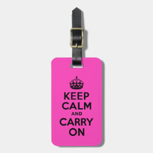 Etiqueta De Bagagem Black and Pink Keep Calm e Continue a Viajar Etiqu