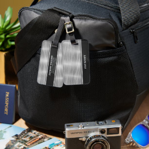 Etiqueta De Bagagem Black and Silver Metal