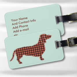 Etiqueta De Bagagem Black and Tan Gingham Dachshund Mint Luggage Tag