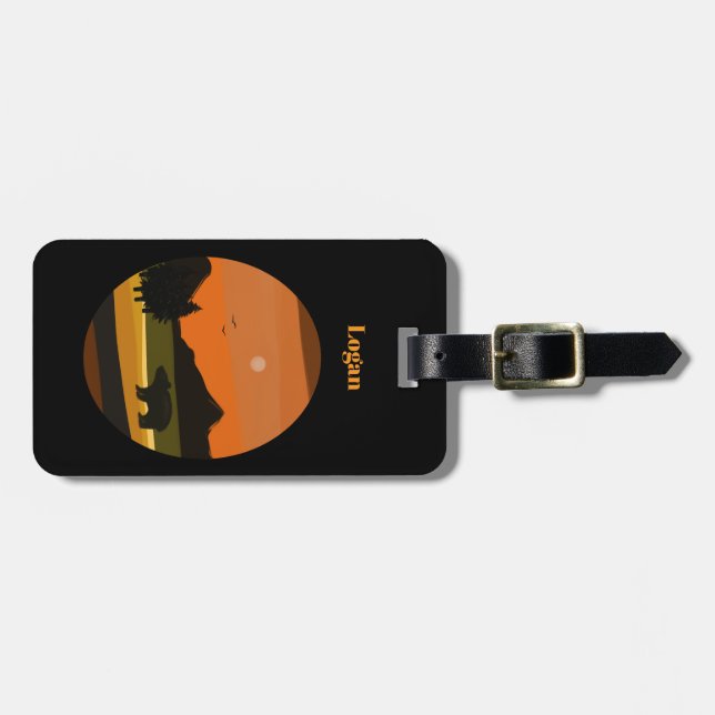 Etiqueta De Bagagem Black Bear  (Frente Horizontal)