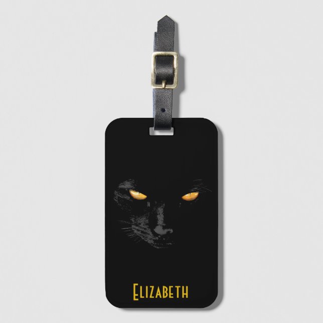 Etiqueta De Bagagem Black Cat Magic personalizável (Frente Vertical)