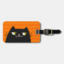Etiqueta de Bagagem Black Cat Moderna Chevron