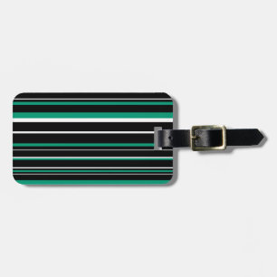 Etiqueta De Bagagem Black, Emerald Green, White Barcode Stripes